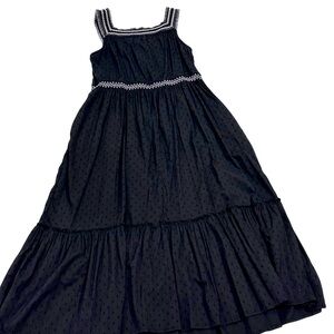 Old Navy Black Swiss Dot Sleeveless Maxi Dress with Embroidered Trim Size L